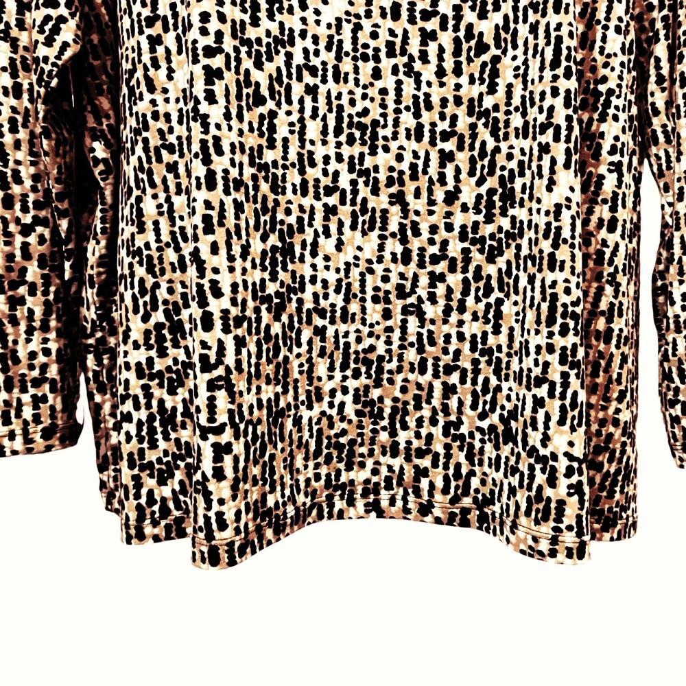 Susan Graver Women's Blk/Tan Printed Brushed Liquid Knit Turtleneck Top SZ 3X - Picture 3 of 9